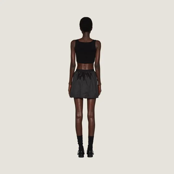 Women Skirts Miu Miu Technical Silk Miniskirt Black Women Skirts Miu Miu Technical Silk Miniskirt Black