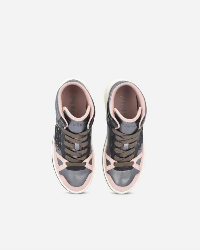 Women Sneakers Pinko Laminated Hightop Sneakers Pewterblacknude Women Sneakers Pinko Laminated Hightop Sneakers Pewterblacknude