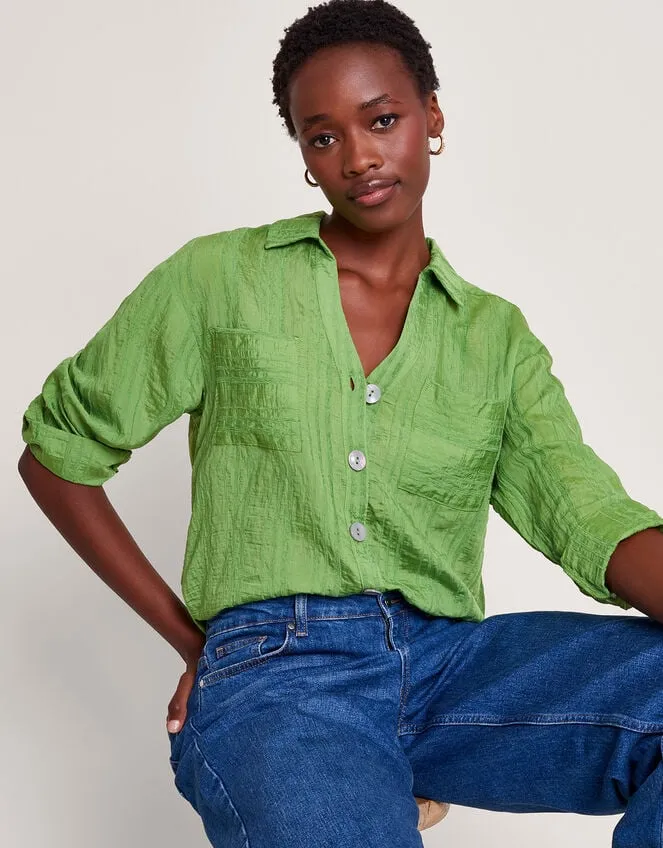 Women Sofia Textured Shirt Green Monsoon Tops and Blouses