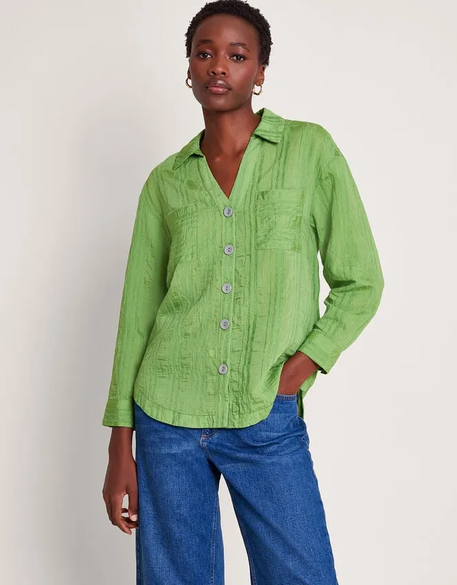 Women Sofia Textured Shirt Green Monsoon Tops and Blouses