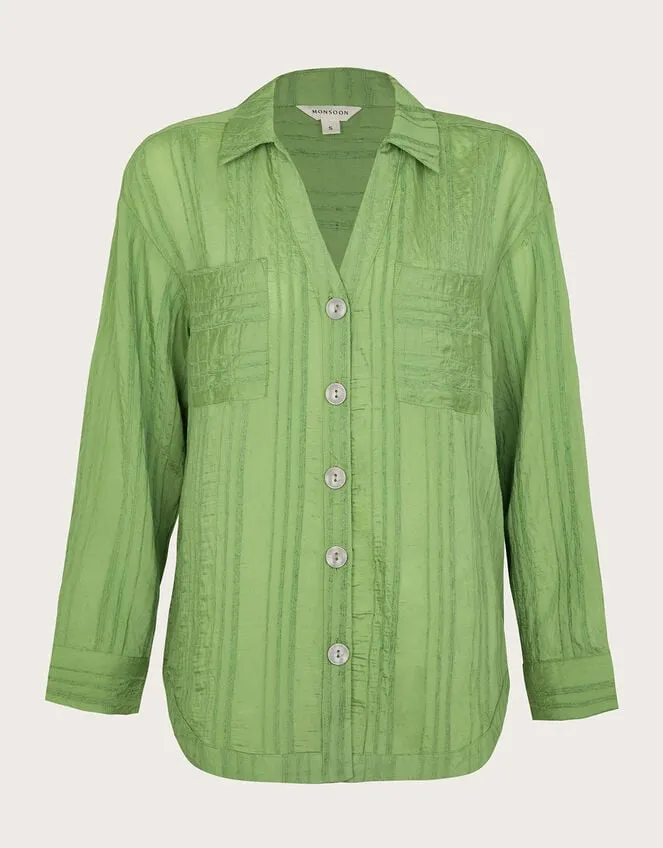 Women Sofia Textured Shirt Green Monsoon Tops and Blouses