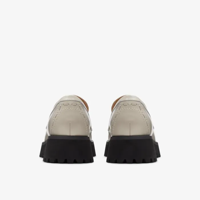 Women Stayso Edge Ivory Leather Clarks Loafers and Oxfords