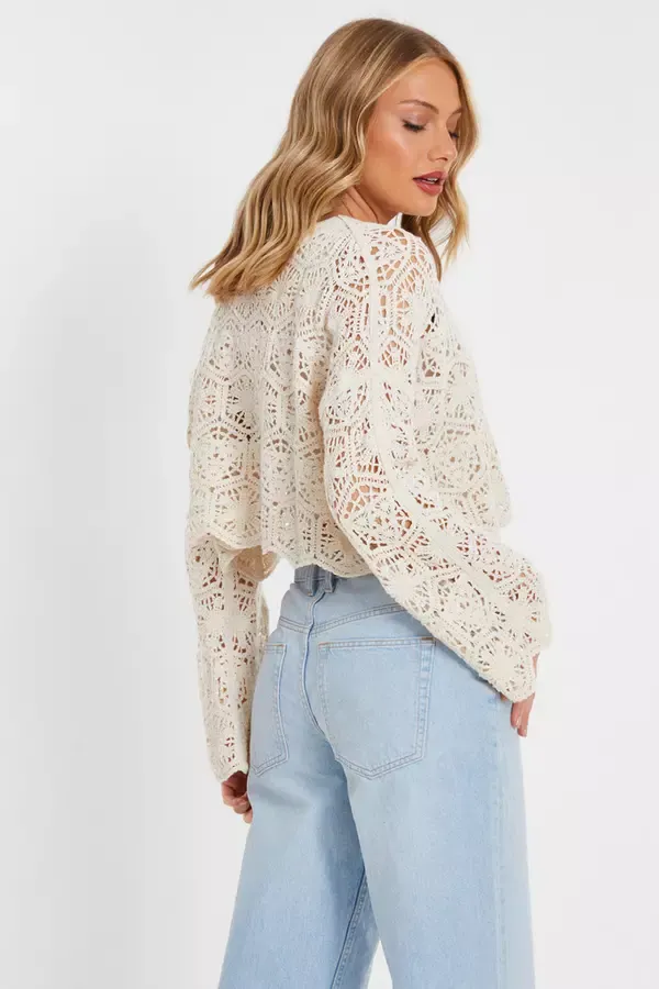 Women Stone Crochet Top Quiz Clothing Casual Clothing
