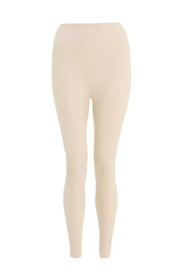 Women Stone Knit Ribbed Leggings Quiz Clothing Leggings