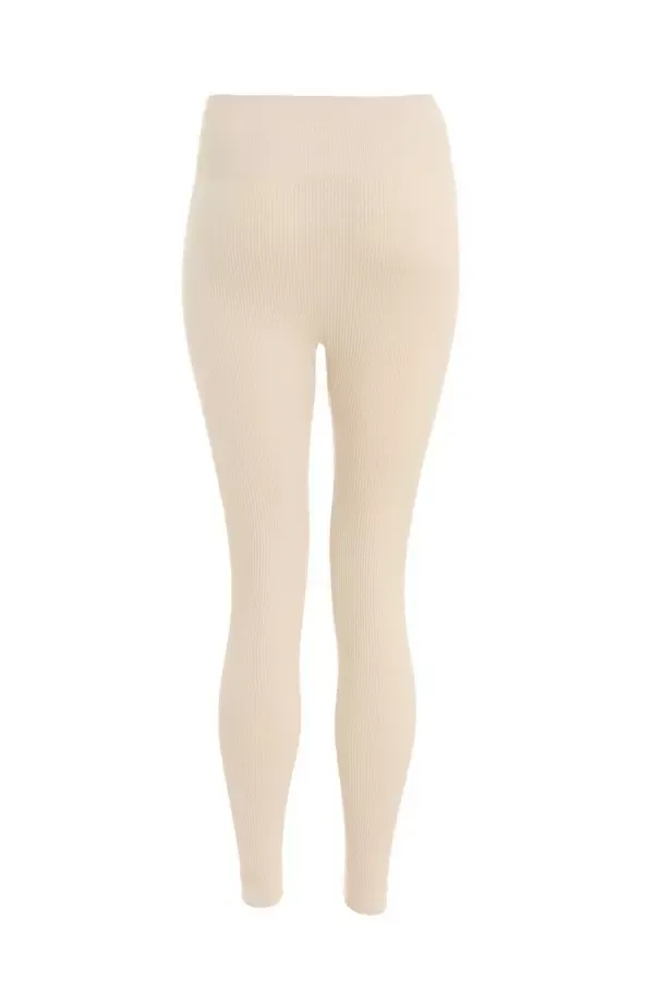Women Stone Knit Ribbed Leggings Quiz Clothing Leggings