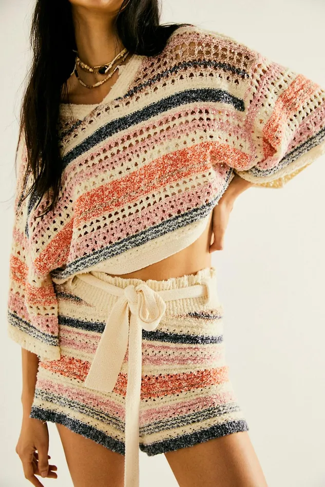 Women Sweater Dresses Free People Stripes For Days Set Sunset Combo