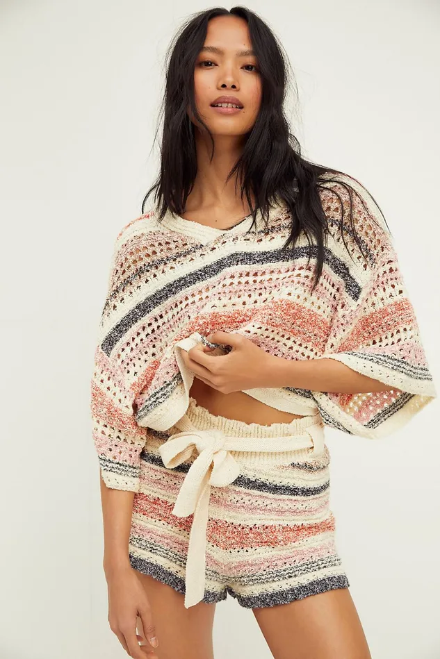 Women Sweater Dresses Free People Stripes For Days Set Sunset Combo