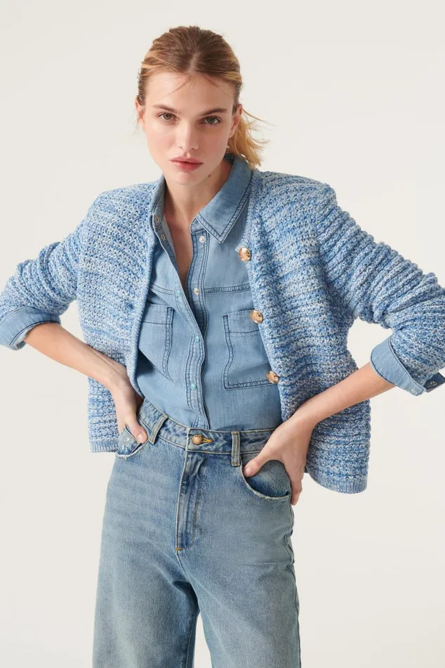 Women Sweaters and Cardigans Baandsh Cardigan Guspa Blue