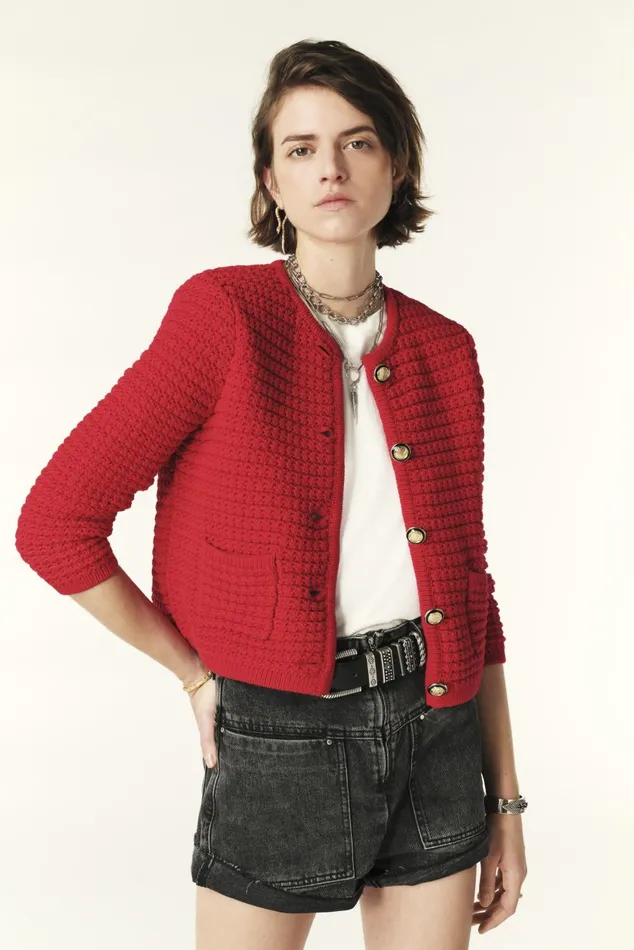 Women Sweaters and Cardigans Baandsh Decorative Knit Cardigan Gaspard Red