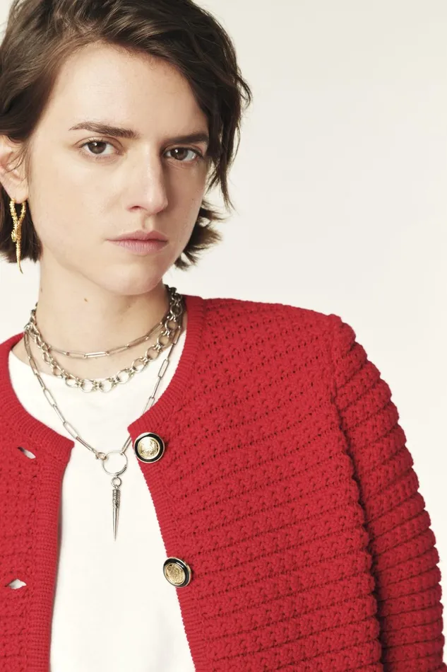 Women Sweaters and Cardigans Baandsh Decorative Knit Cardigan Gaspard Red