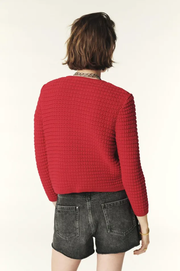 Women Sweaters and Cardigans Baandsh Decorative Knit Cardigan Gaspard Red