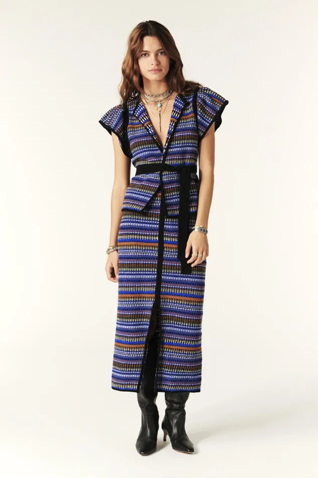 Women Sweaters and Cardigans Baandsh ShortSleeved Cardigan Flace Blue