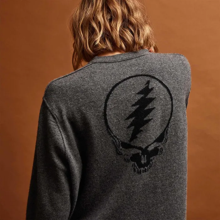 Women Sweaters James Perse Grateful Dead Crew Neck Sweater Flannelblack