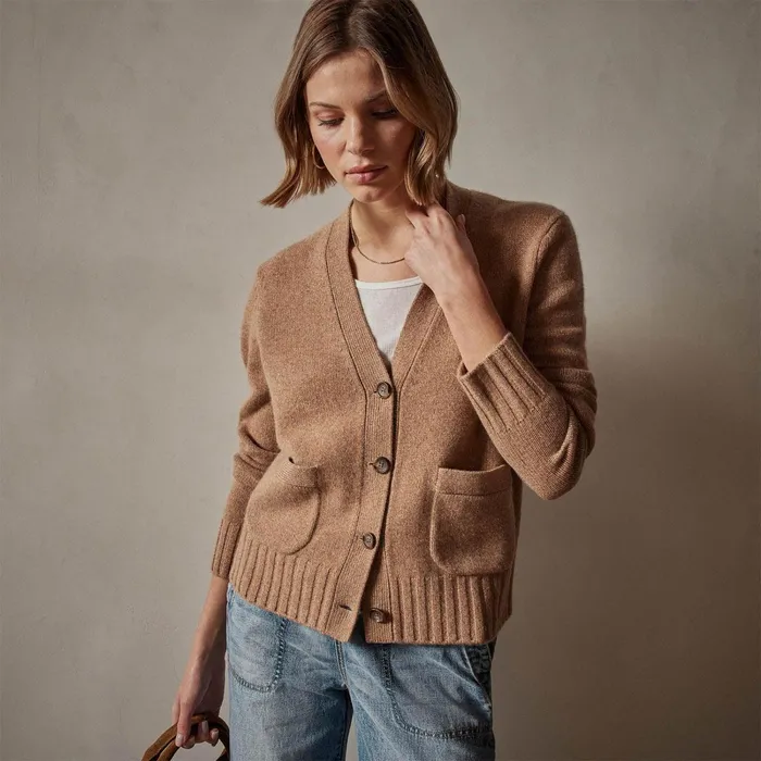 Women Sweaters James Perse Shrunken Recycled Cashmere Cardigan Caramel