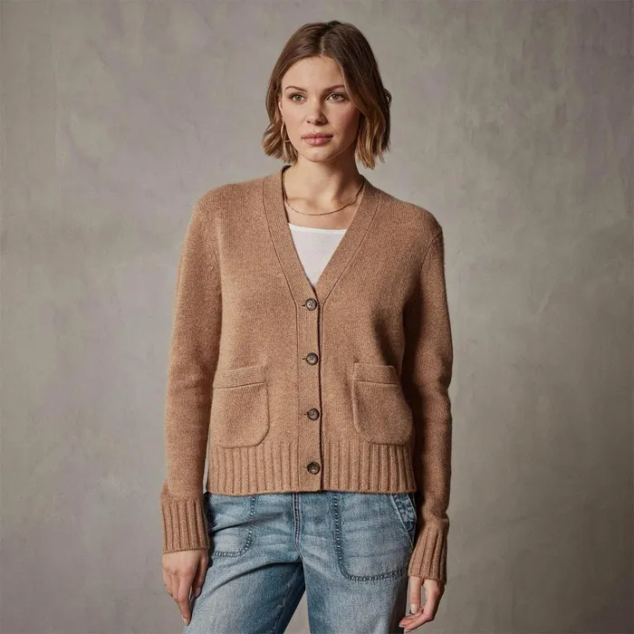 Women Sweaters James Perse Shrunken Recycled Cashmere Cardigan Caramel