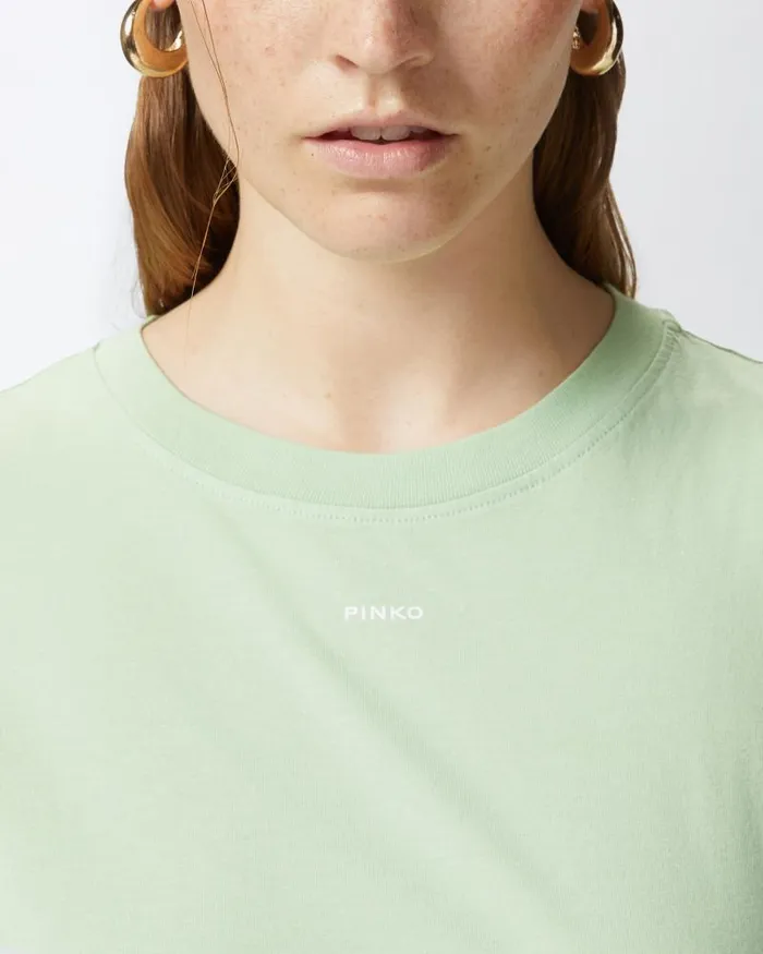 Women TShirt Pinko Tshirt Mini Logo PINKO Mist Women TShirt Pinko Tshirt Mini Logo PINKO Mist