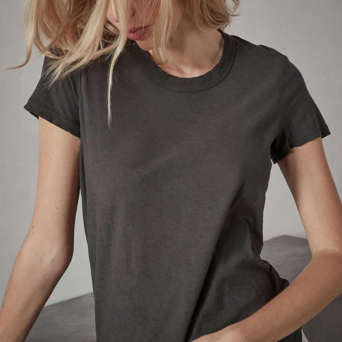 Women TShirts James Perse Sheer Slub Crew Neck Tee Carbon