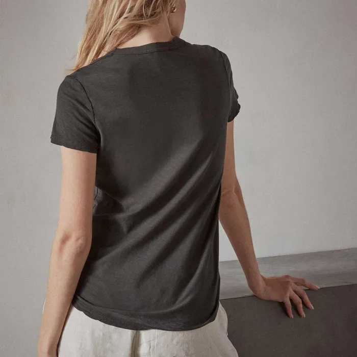 Women TShirts James Perse Sheer Slub Crew Neck Tee Carbon