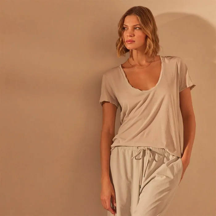 Women TShirts James Perse Stretch Jersey Short Sleeve Salt