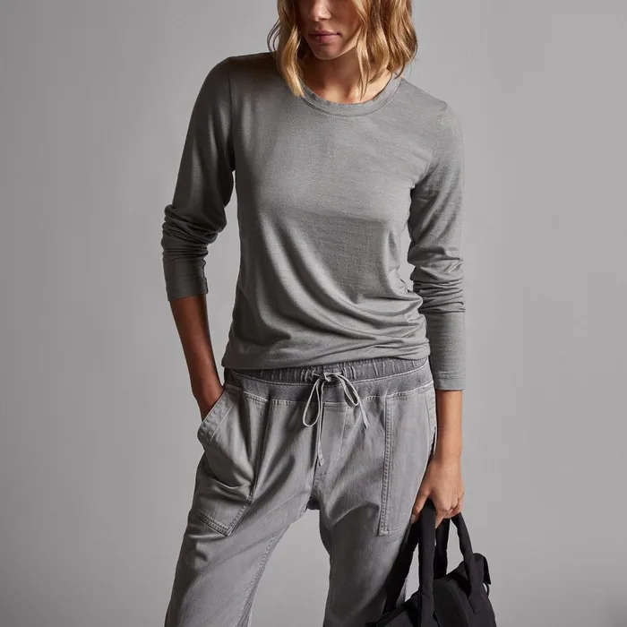 Women TShirts James Perse Tencel Cashmere Crewneck Breeze