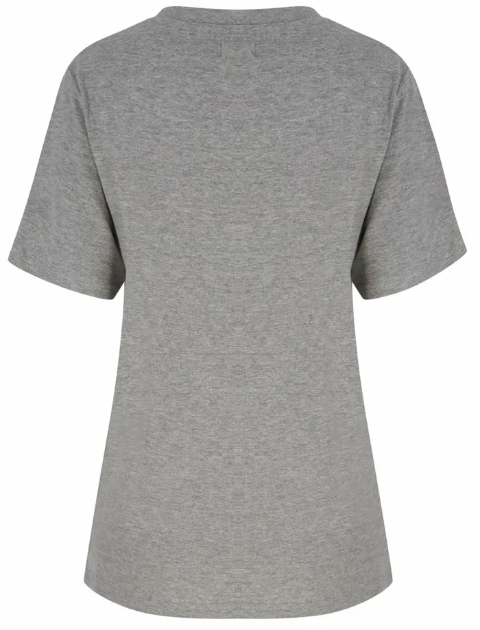 Women TShirts Tokyo Laundry Aurelia Gold Foil Leopard Print Lip Motif Cotton TShirt In Mid Grey Marl 8211 Weekend Vibes Midgrey