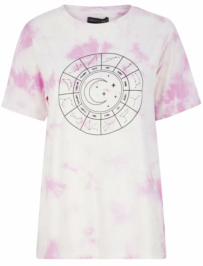 Women TShirts Tokyo Laundry Mystic Meg Motif Tie Dye Cotton TShirt In Iris Purple 8211 Weekend Vibes Pink Women TShirts Tokyo Laundry Mystic Meg Motif Tie Dye Cotton TShirt In Iris Purple 8211 Weekend Vibes Pink