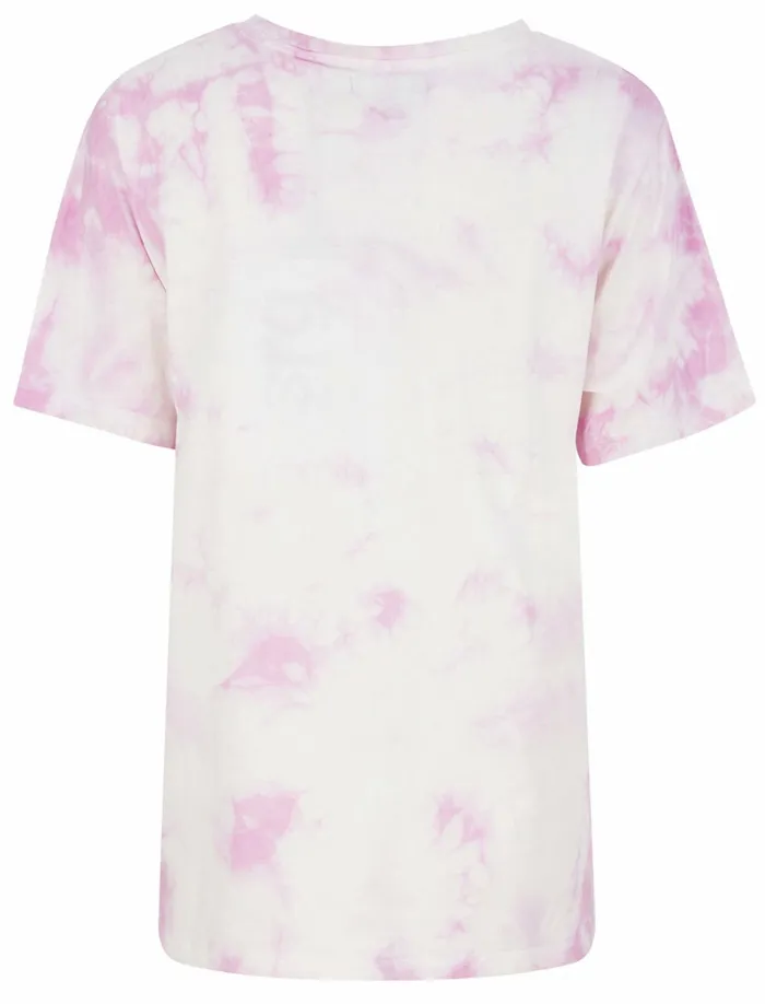 Women TShirts Tokyo Laundry Mystic Meg Motif Tie Dye Cotton TShirt In Iris Purple 8211 Weekend Vibes Pink