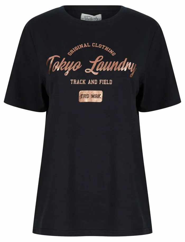 Women TShirts Tokyo Laundry Payton Rose Gold Foil Motif Cotton Jersey TShirt In Jet Black 8211 Tokyo Laundry Black Women TShirts Tokyo Laundry Payton Rose Gold Foil Motif Cotton Jersey TShirt In Jet Black 8211 Tokyo Laundry Black