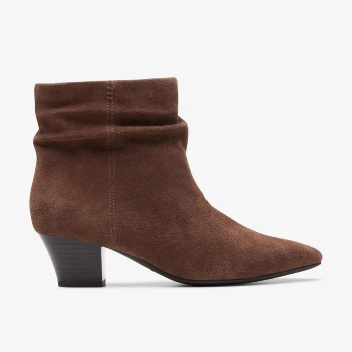 Women Teresa Skip Taupe Suede Clarks Boots and Booties