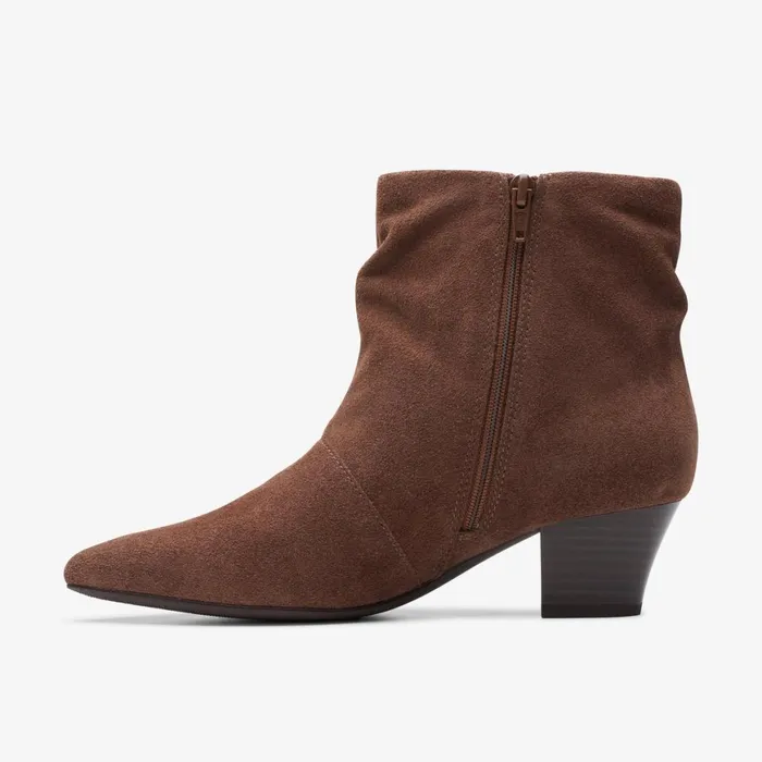 Women Teresa Skip Taupe Suede Clarks Boots and Booties
