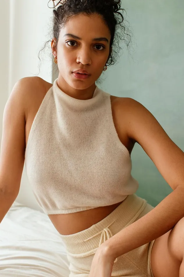 Women Tops Free People Fluff It Up Cashmere Crop White Ice