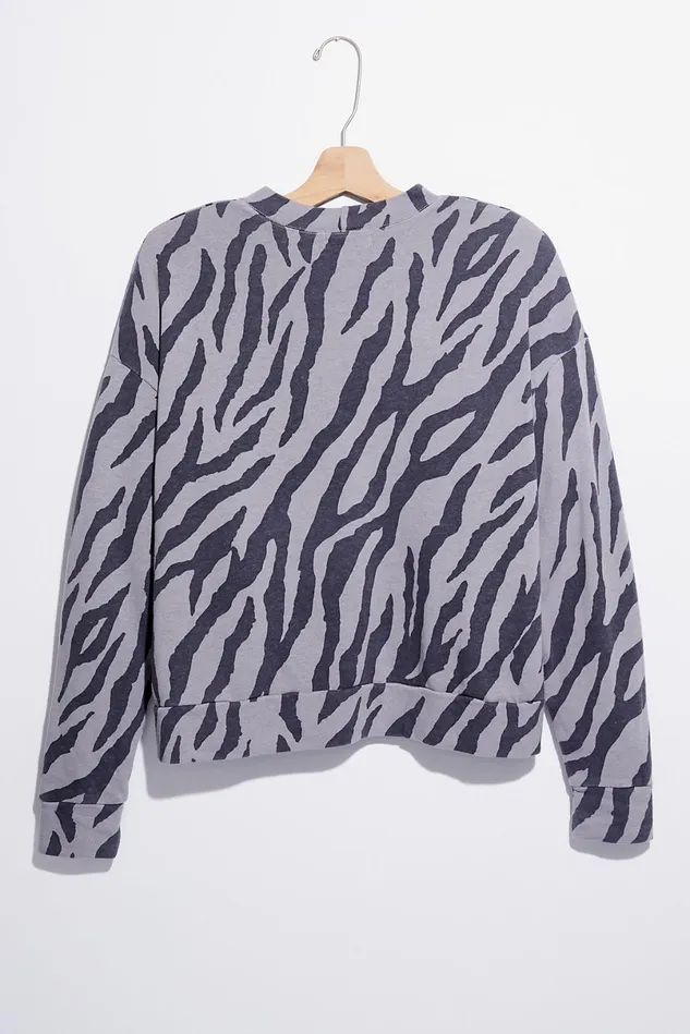 Women Tops Free People Zebra Boxy Sweatshirt Vintage Black