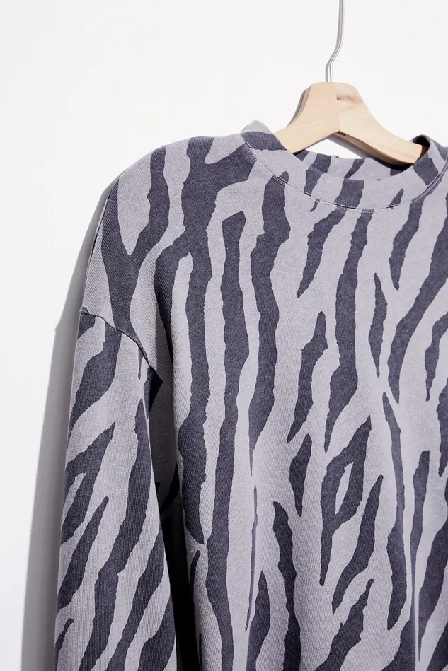 Women Tops Free People Zebra Boxy Sweatshirt Vintage Black