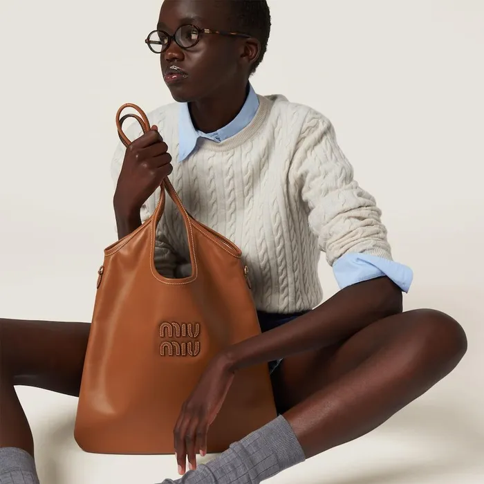 Women Totes Miu Miu IVY Leather Bag Cognac