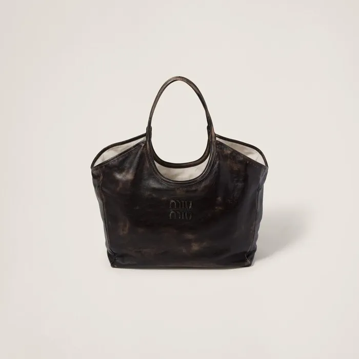 Women Totes Miu Miu Leather Tote Bag Coffee