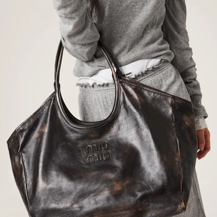 Women Totes Miu Miu Leather Tote Bag Coffee Women Totes Miu Miu Leather Tote Bag Coffee