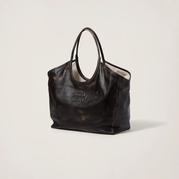 Women Totes Miu Miu Leather Tote Bag Coffee Women Totes Miu Miu Leather Tote Bag Coffee