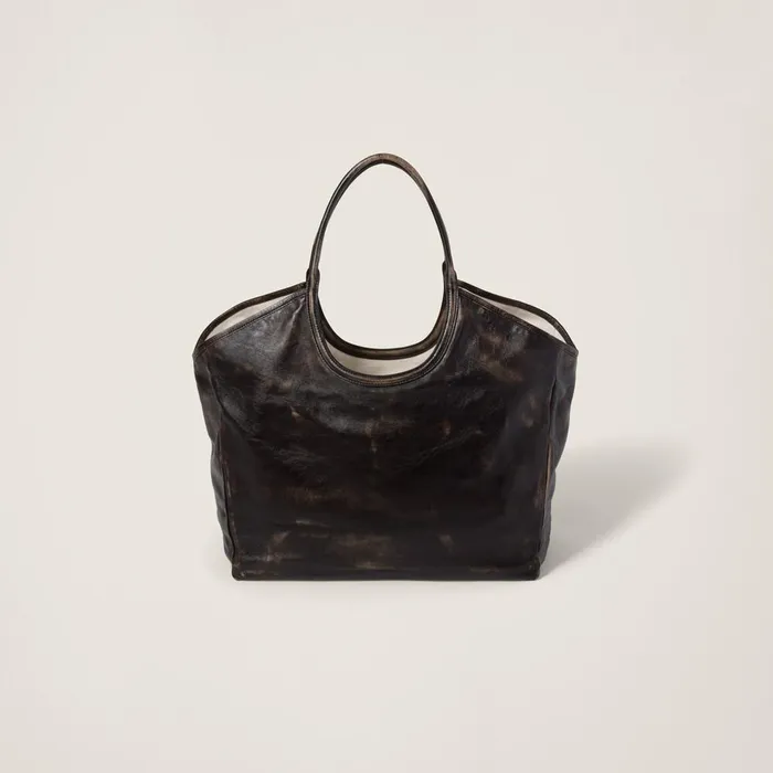 Women Totes Miu Miu Leather Tote Bag Coffee Women Totes Miu Miu Leather Tote Bag Coffee