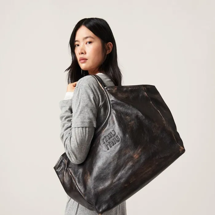 Women Totes Miu Miu Leather Tote Bag Coffee Women Totes Miu Miu Leather Tote Bag Coffee