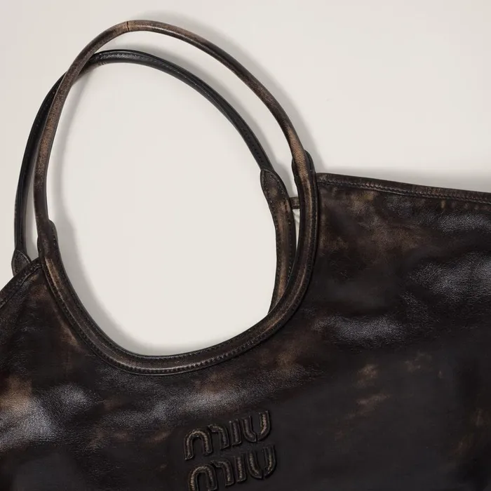 Women Totes Miu Miu Leather Tote Bag Coffee Women Totes Miu Miu Leather Tote Bag Coffee