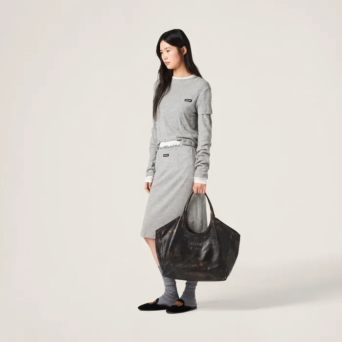 Women Totes Miu Miu Leather Tote Bag Coffee Women Totes Miu Miu Leather Tote Bag Coffee