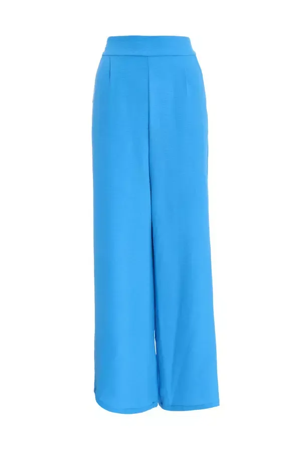 Women Turquoise Wide Leg Trousers Quiz Clothing Trousers