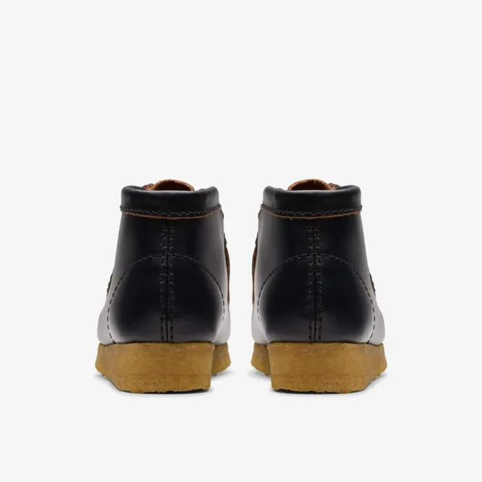 Women Wallabee Boot Black Smooth Leather Clarks Boots and Booties