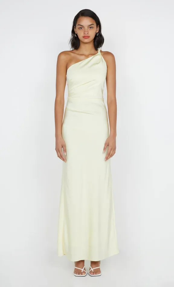Women Wedding Guest Bec Bridge LUNETTA ASYM DRESS 8211 ICE YELLOW