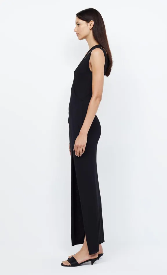 Women Wedding Guest Bec Bridge MIRA ASYM KNIT MAXI DRESS 8211 BLACK
