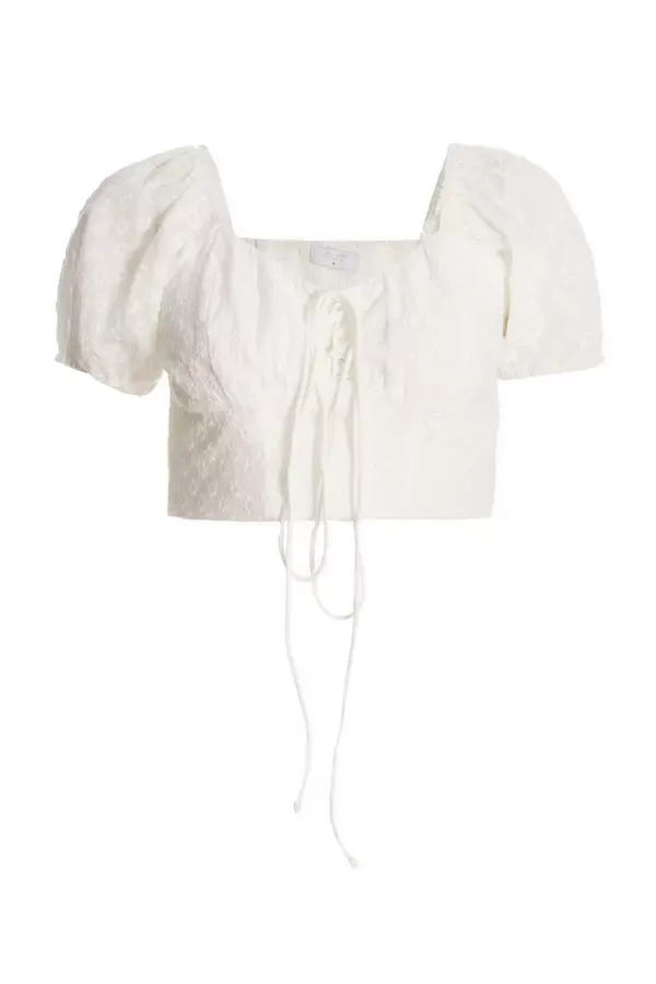 Women White Embroidered Cropped Top Quiz Clothing Tops