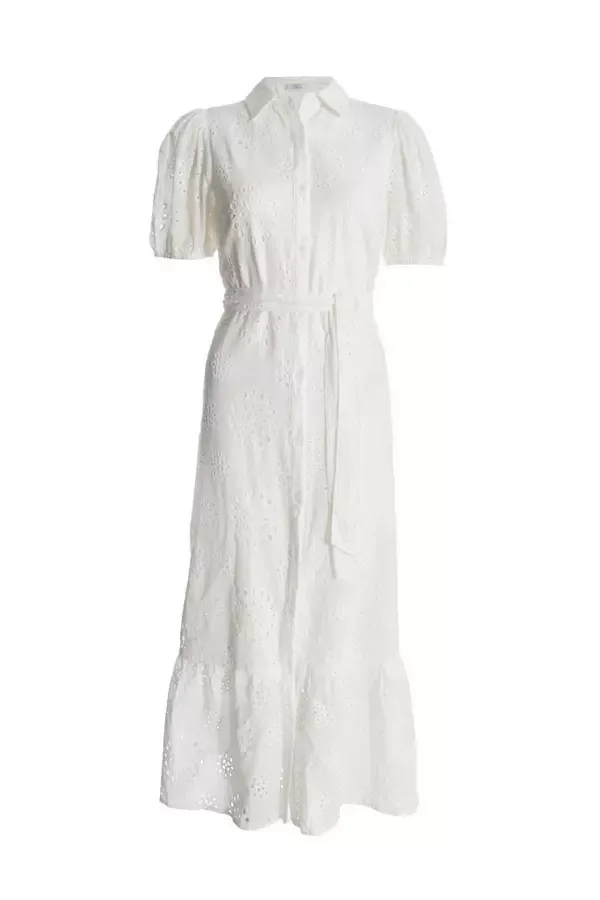 Women White Embroidered Midaxi Shirt Dress Quiz Clothing Dresses