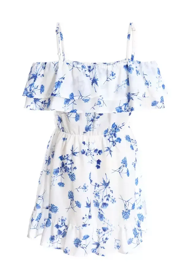 Women White Floral Linen Skater Dress Quiz Clothing Dresses
