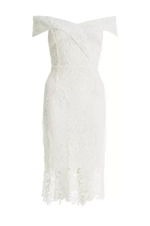 Women White Lace Brodot Midi Dress Quiz Clothing Dresses