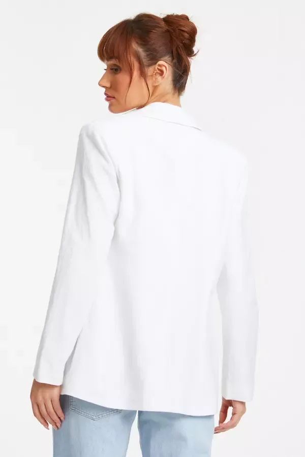 Women White Linen Look Blazer Quiz Clothing Casual Clothing